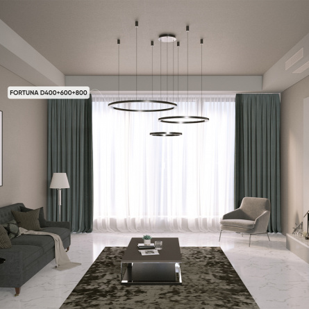 Люстра Crystal Lux FORTUNA SP158W LED D400+600+800 BLACK фото 4